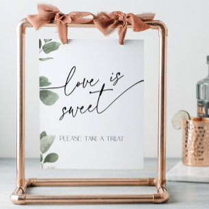 Love is Sweet Eucalyptus Sage Green Bridal Shower Pedestal Sign