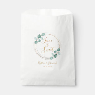 Love is Sweet Eucalyptus Watercolor Script Wedding Favour Bags