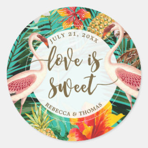 love is sweet favour sticker tropical flamingo