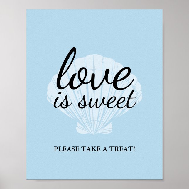 Love is Sweet Favours Sign Seaside Beach Blue (Front)