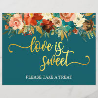 Love is Sweet Favours Sign - Teal & Orange Wedding