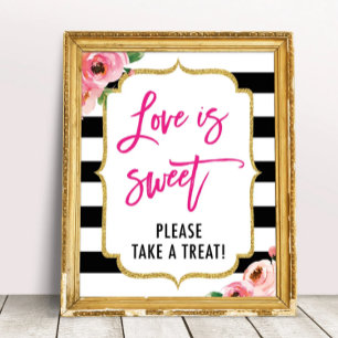Love Is Sweet Floral Bridal Shower Favours Sign