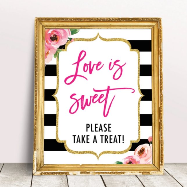 Love Is Sweet Floral Bridal Shower Favours Sign (Creator Uploaded)