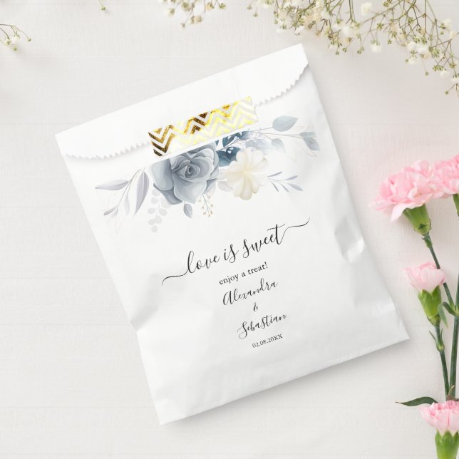 Love is Sweet Floral Wedding Sweet Treat  Favour Bags (Sealed)