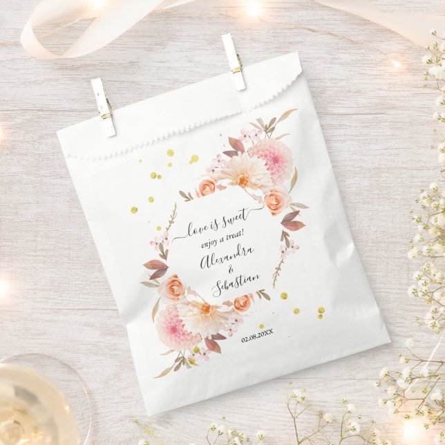 Love is Sweet Floral Wedding Sweet Treat Favour Bags (Clipped)