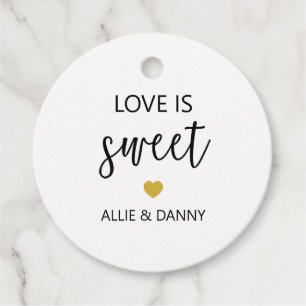 Love is Sweet Gift Tags, Gold Wedding or Shower Favour Tags