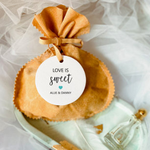 Love is Sweet Gift Tags, Turquoise Wedding Favour Tags