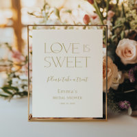 Love is Sweet Gold Bridal Shower Favour Sign