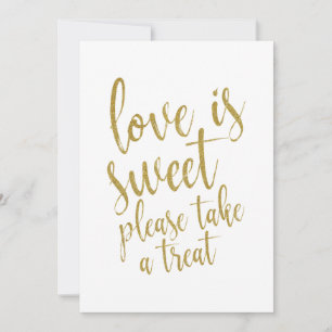 Love is Sweet Gold Glitter Affordable Wedding Sign