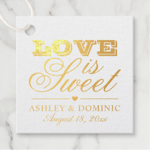Love is Sweet Gold Vintage Script Monogram Favour Tags