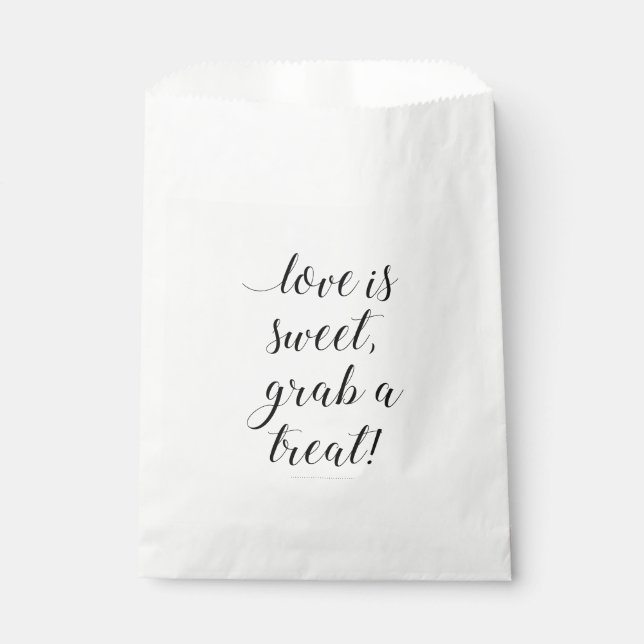 Love Is Sweet Grab A Treat Wedding Favour Bag (Front)