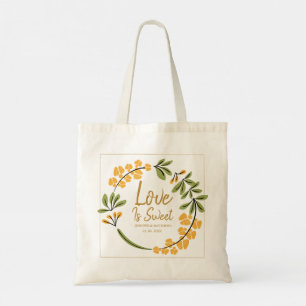 Love is sweet green leaves with vintage Frame Tote Bag
