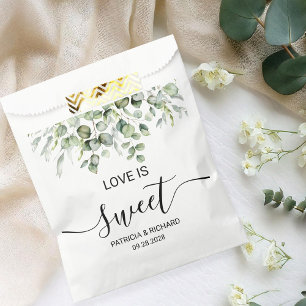Love Is Sweet Greenery Eucalyptus Wedding Favour Bags