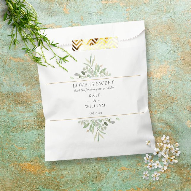 Love Is Sweet Greenery Foliage Wedding Favour Bags (Creator Uploaded)