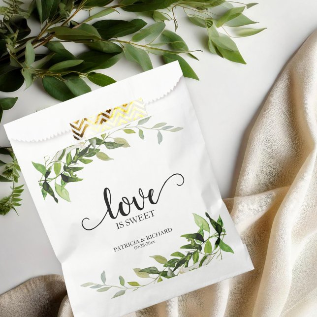 Love Is Sweet Greenery Wedding  Favour Bags (Creator Uploaded)