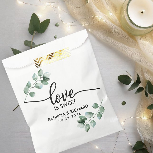 Love Is Sweet Greenery Wedding Favour Bags (Creator Uploaded)