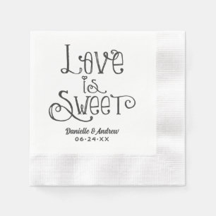 Love is Sweet Handwritten Wedding Napkin