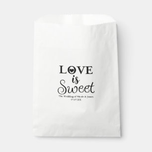 Love is Sweet Heart Wedding Black & White Favour Bags