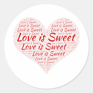 Love is Sweet Heart Word Cloud Wedding Classic Round Sticker