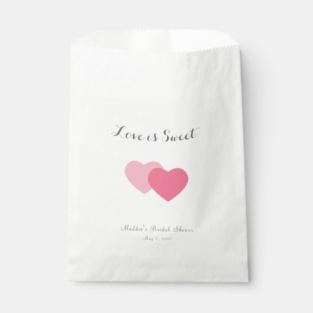 Love is Sweet Hearts Bridal Shower Favour Treat Ba Favour Bags (Front)