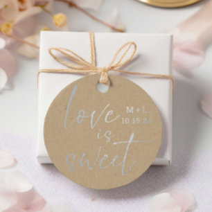 Love is Sweet Kraft Wedding Foil Favour Tags