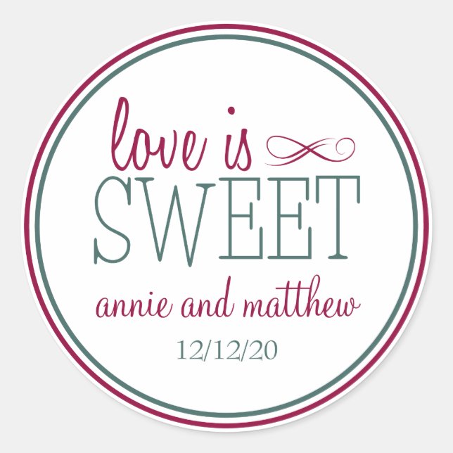 Love Is Sweet Labels (Berry / Teal Green) (Front)
