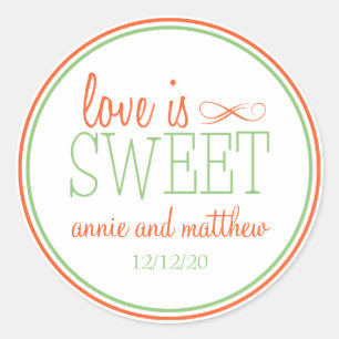 Love Is Sweet Labels (Orange / Mint Green)