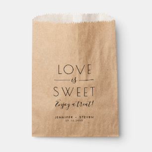 Love is Sweet Modern Black & White Kraft Treat Favour Bags