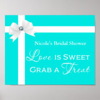 Love is Sweet Modern Blue & White Bow Table Sign