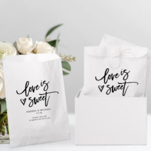 Love is Sweet Modern Fun Wedding Heart Handwriting Favour Bags