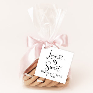 Love is Sweet Modern Heart Script Monogram Favour Tags