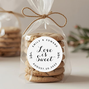 Love is Sweet Modern Rustic Wedding Favour Classic Round Sticker