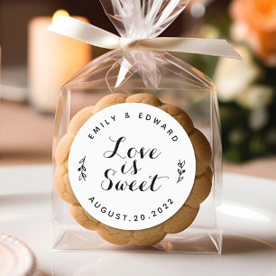 Love is Sweet Modern Rustic Wedding Favour Classic Round Sticker