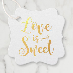 Love is Sweet Modern Script Quote Wedding Favour Tags