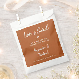 Love is sweet modern terracotta wedding favour bags