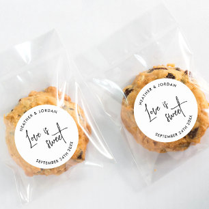Love Is Sweet Modern Wedding Favour  Classic Round Sticker