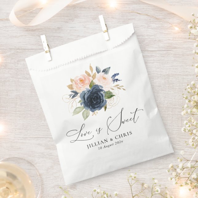 love is sweet navy and blush floral wedding favour bags (Clipped)