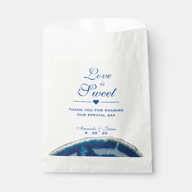 Love is Sweet Navy Blue Wedding Agate Favour Bags (Front)
