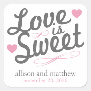 Love Is Sweet Old Fashioined Labels (Grey / Pink)