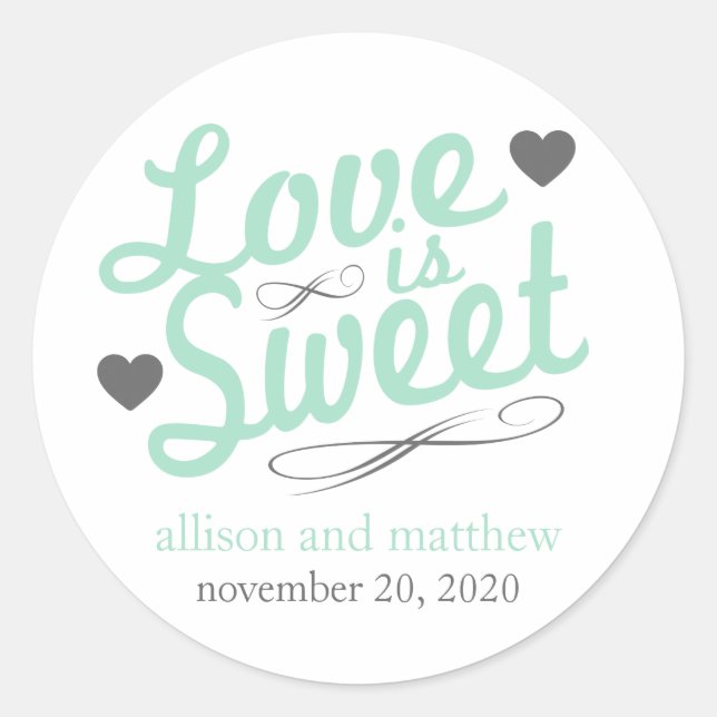 Love Is Sweet Old Fashioined Labels (Mint / Grey) (Front)