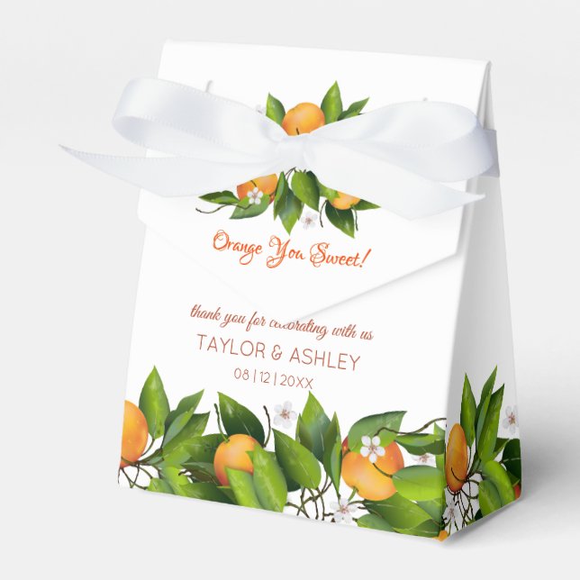Love Is Sweet Orange Citrus Fruit | Wedding Favour Box (Front Side)