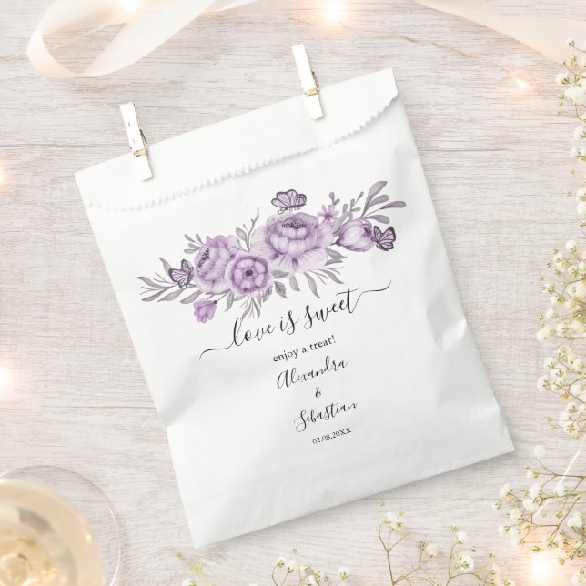 Love is Sweet Orchid Wedding Sweet Treat Favour Ba Bags (Clipped)