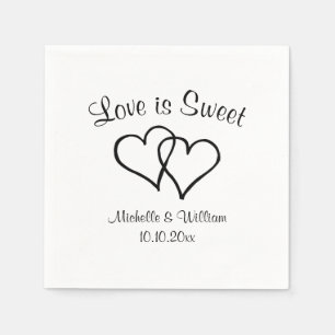 Love is sweet paper cocktail napkins for wedding