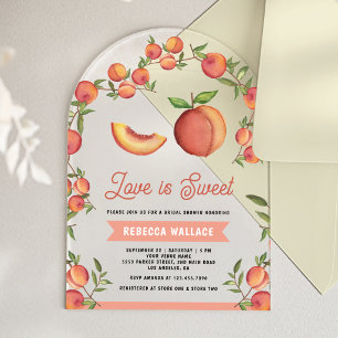 Love is Sweet Peach Fruit Arch Bridal Shower Acrylic Invitations