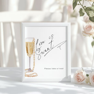 Love is sweet Pearls and Prosecco Bridal Shower Poster