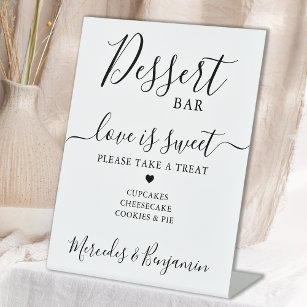 Love is Sweet Personalised Wedding Dessert Bar  Pedestal Sign