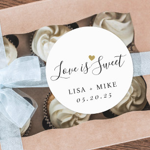 Love is Sweet Personalised Wedding Favour Classic Round Sticker