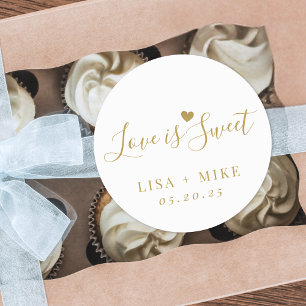 Love is Sweet Personalised Wedding Favour Classic Round Sticker