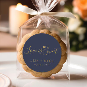 Love is Sweet Personalised Wedding Favour Navy Blu Classic Round Sticker