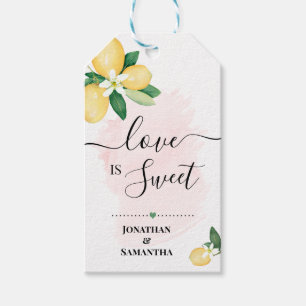 Love is Sweet Pink Lemons Wedding Candy Favour Gift Tags